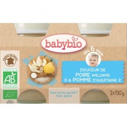 POT BEBE DOUCEUR POIRE 2X130G 6 MOIS BABYBIO