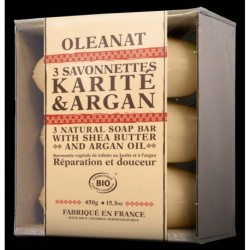 SAVONNETTES KARITE ARGAN 3X 150G OVOIDE BARQUETTE