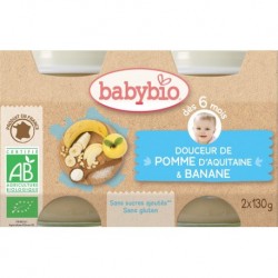 POT BEBE DOUCEUR POMME BANANE 2X130G 6 MOIS BABYBIO